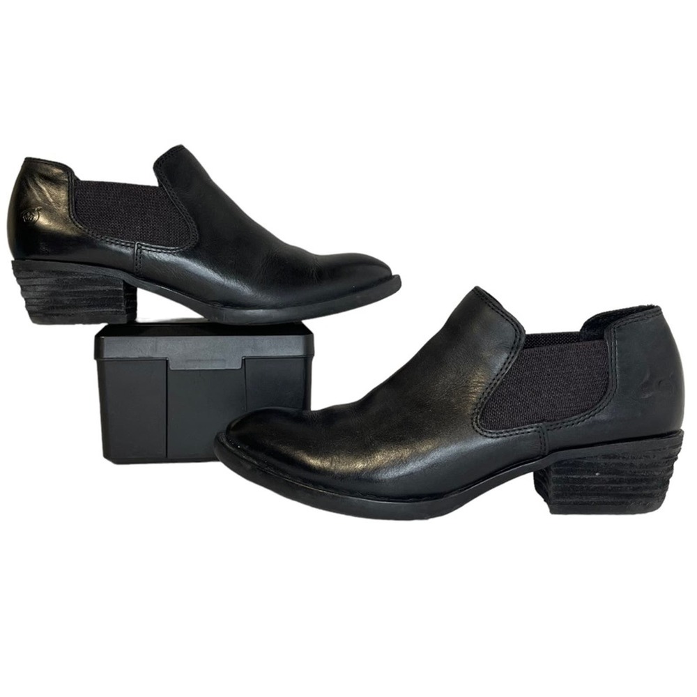 Born Dalliance Slip-on Low Cow Girl Chelsea Bootie Black Leather size 7.5 M